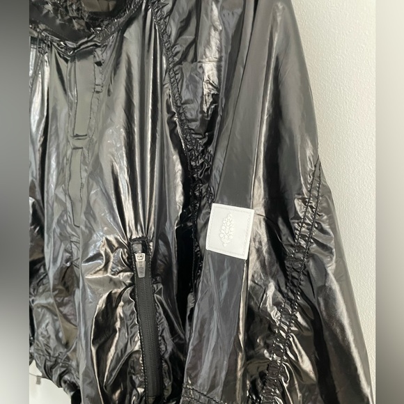 NWOT Free People Dew Drop Rain Jacket shiny black size XS - Picture 11 of 12
